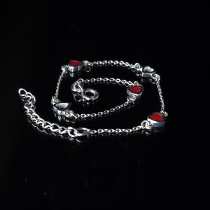 Pulsera corazones rojos Plata 925