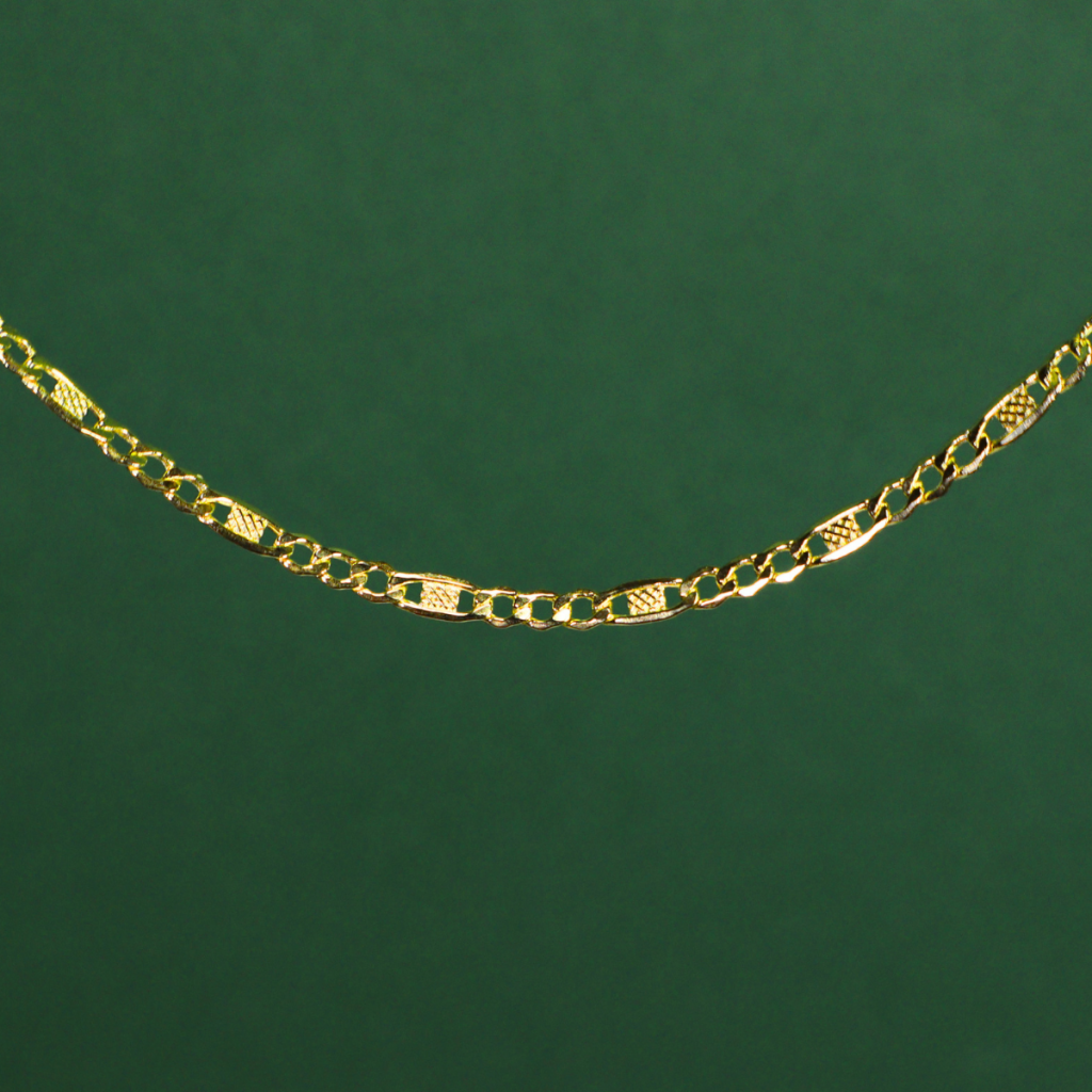 Cadena Fígaro Texturada 18K